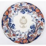 A scarce Victorian pottery dinner plate bearing the crest of the 30th Regiment Sergeants' Mess and