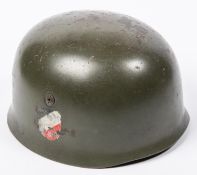 A Third Reich Fallschirmjager steel helmet, Luftwaffe and National decals on field grey finish,