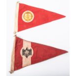 A Third Reich car pennant with applied SA sports embroidered centre piece, 15" x 9½"; another