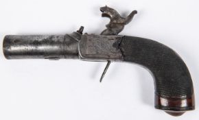 A 16 bore percussion boxlock "man stopper" pocket pistol, by H Nock, London, 6½" overall, turn off