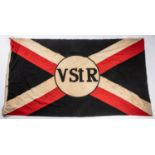 A Third Reich printed flag, 5' x 3', black, white and red with "VSTR" central motif, GC £200-250