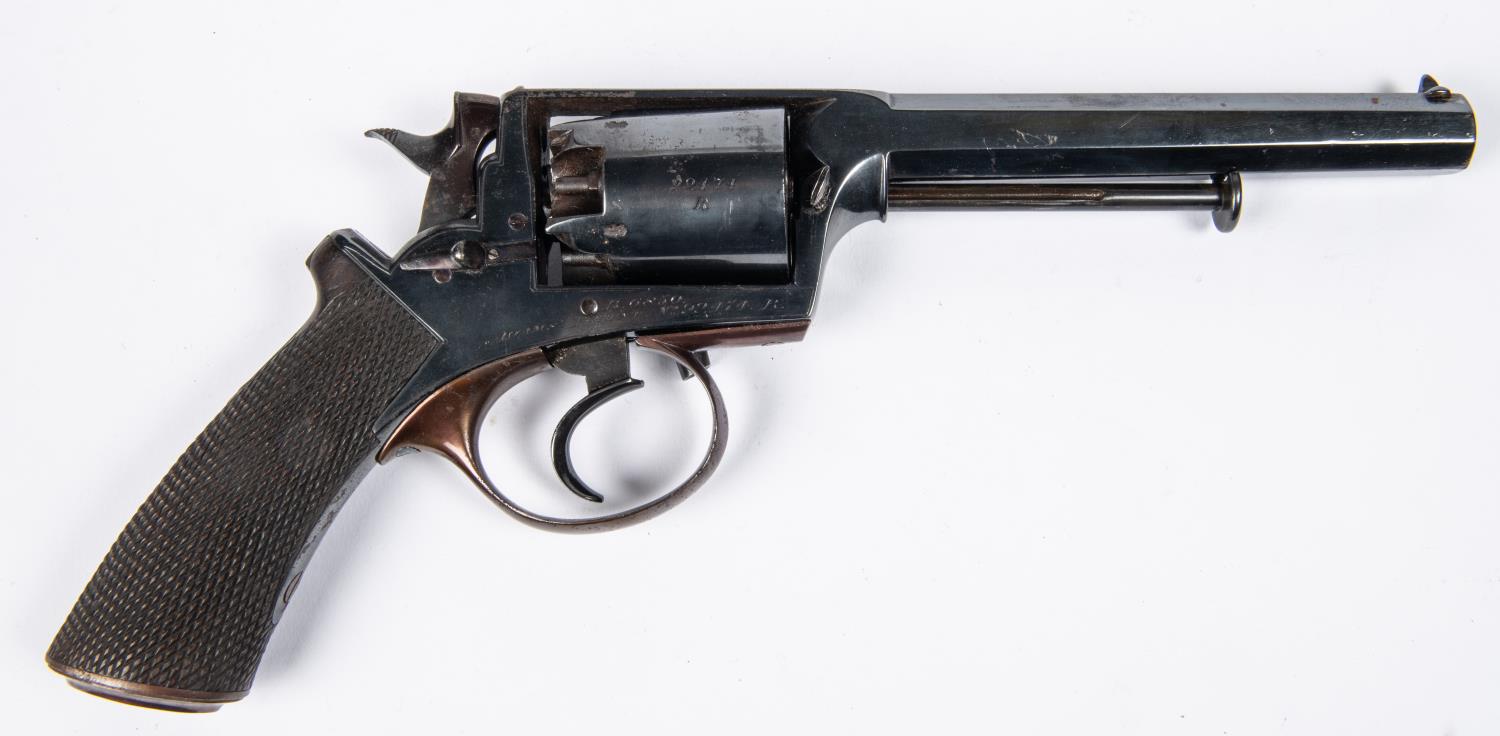 A 5 shot 54 bore Beaumont Adams double action revolver, barrel 5½", London proved, the top strap - Image 2 of 4