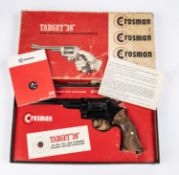 A 6 shot .177" Crosman "Target 38" double action CO2 pistol, number N78231120, with satin black