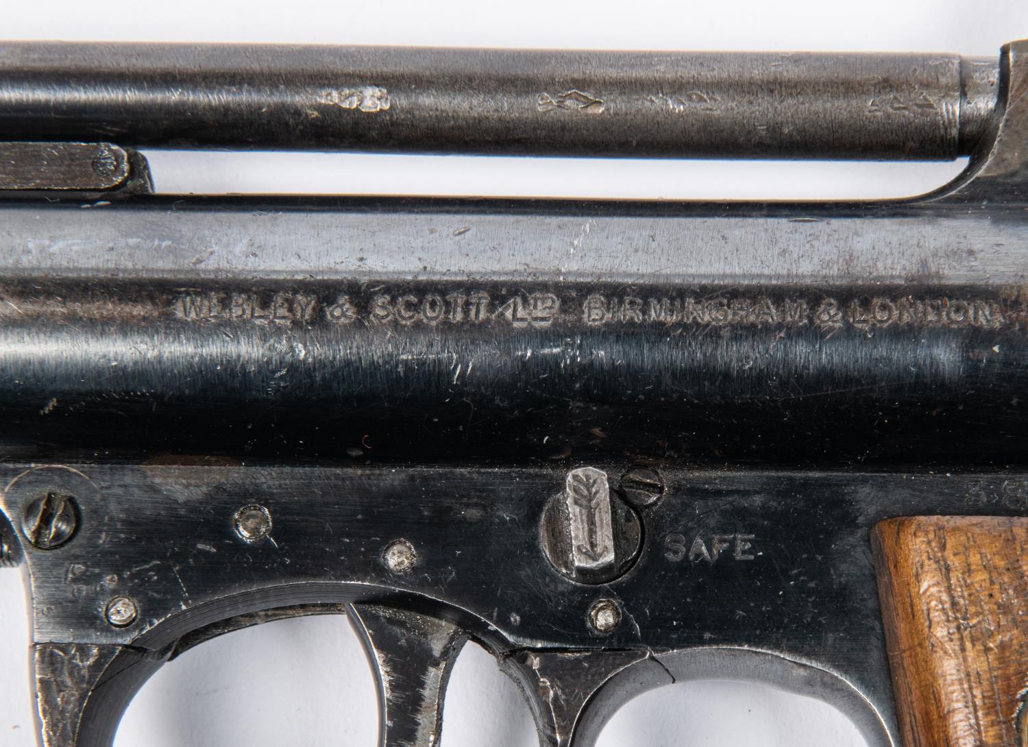 A pre war .177" Webley Mark I air pistol, number 38314 (1930), with full patent dates on both - Image 2 of 4