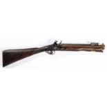 A brass barrelled flintlock blunderbuss by Twigg, c 1785, 3 stage barrel 14" with top spring