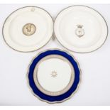 A Victorian mess plate of the First Royal Surrey Regiment, marked "Wedgwood" on base; another of The