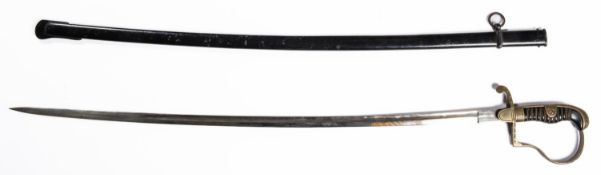 A Third Reich Infantry officer's sword, plated blade 30" by Alcoso, Solingen, the brass hilt