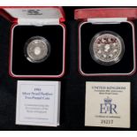Elizabeth II AR proof £5 crown 1993 (coronation 40th anniversary) and AR proof Piedfort £2 coin 1994