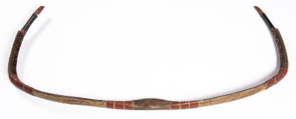 An 18th century Indian composite bow, the main body with remains of cream lacquer with gold and