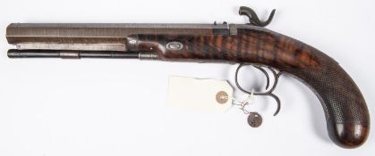 A scarce 40 bore Riviere's Patent enclosed lock percussion target or duelling pistol, sighted