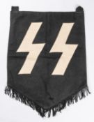 A Third Reich single sided black shield shaped banner, applied with white SS runes, the bottom