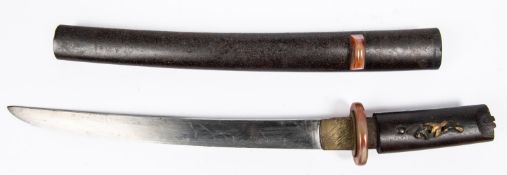 A Japanese dagger tanto, blade 13¼” (worn and badly scratched but retaining traces of the wavy