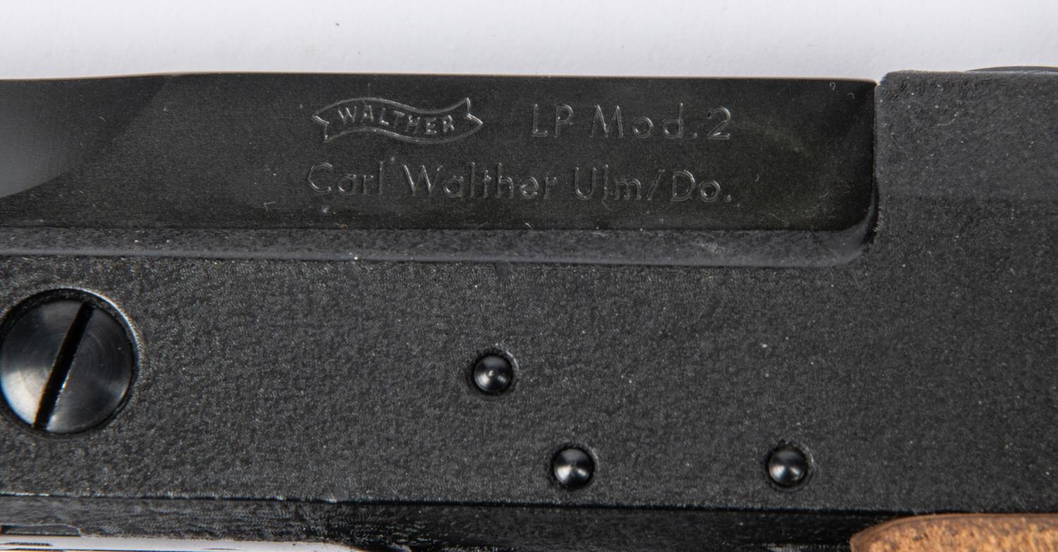 A .177" Walther LP Mod 2 single stroke pneumatic air pistol, number 16240, with two piece walnut - Image 2 of 3