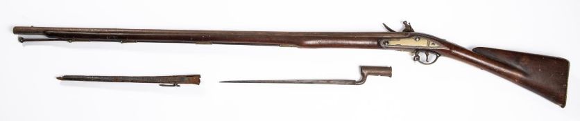 A .65" Volunteer fusil by Waters, c 1770, 58" overall, barrel 38" with London and maker's proofs,