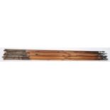 A set of three 18th century Indian arrows, with small plain leaf shaped heads; another, with