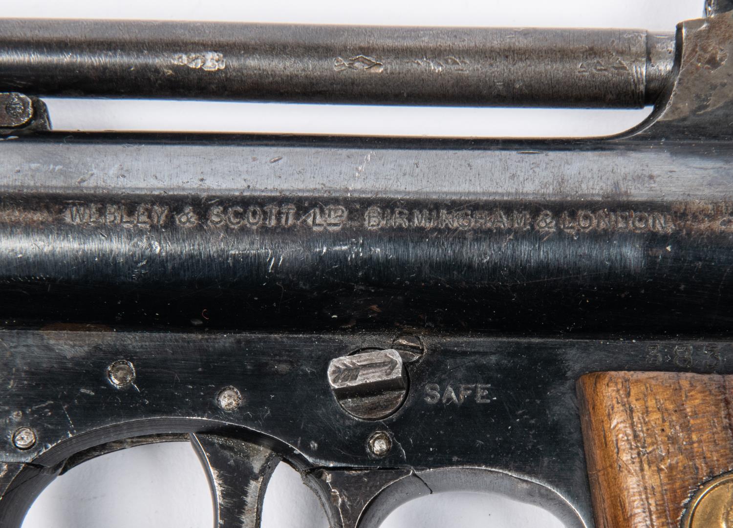 A pre war .177" Webley Mark I air pistol, number 38314 (1930), with full patent dates on both - Image 3 of 4