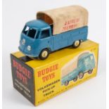 A Budgie Toys Volkswagen Pick-Up Truck (204). In light blue, with cream base and wheels. 'Express