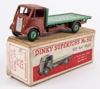 Dinky Supertoys Guy Flat Truck (512). An early example made for 1 year only in 1948. Dark brown