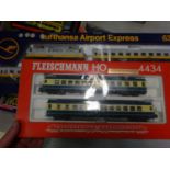 2 Fleischmann HO sets. Set 6350 Lufthansa Airport Express. Comprising a Class 111 Bo-Bo electric