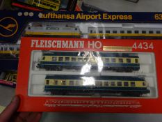 2 Fleischmann HO sets. Set 6350 Lufthansa Airport Express. Comprising a Class 111 Bo-Bo electric