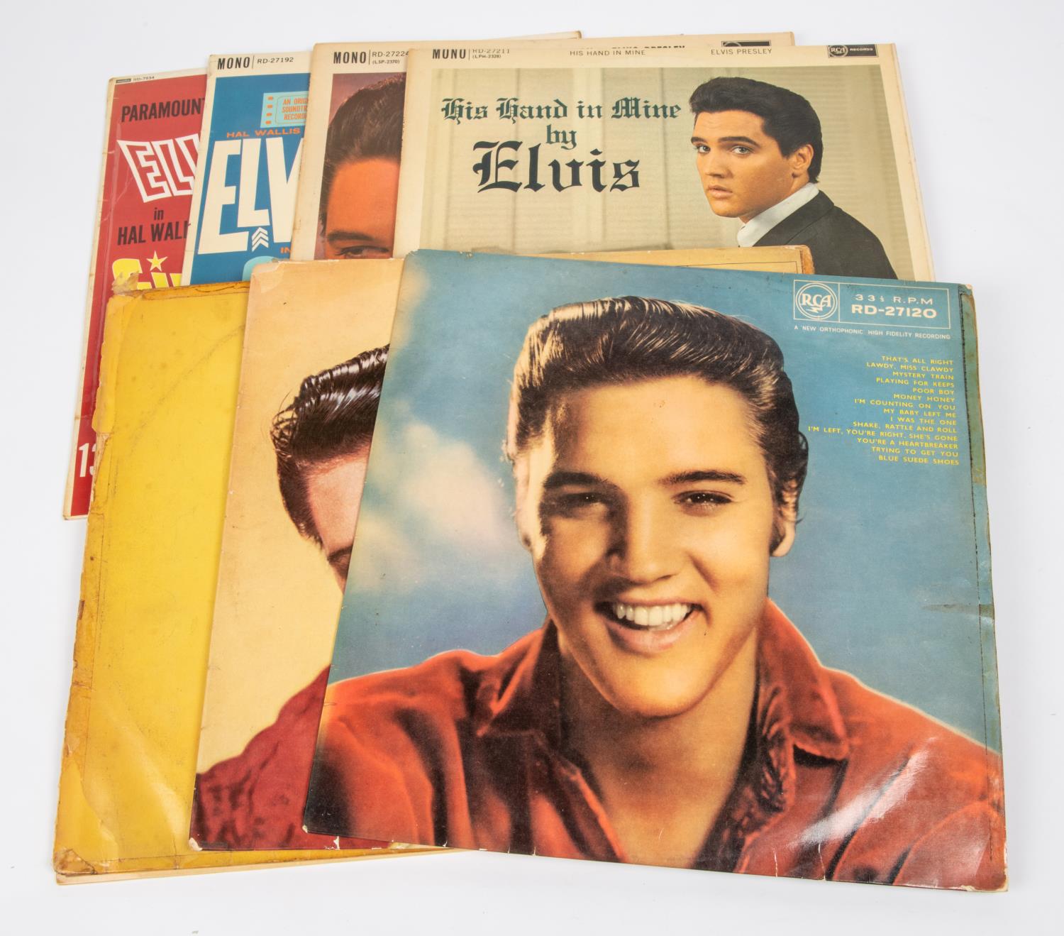 9x Elvis Presley early LP record albums. Including; an early Elvis, on RCA (1959 mono) RD-27120 (