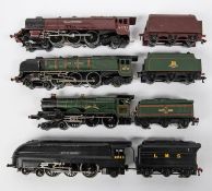 3x Hornby Dublo locomotives and a Tri-ang Hornby loco for 3-rail running. 2x Hornby Dublo Coronation