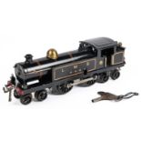 Hornby O Gauge clockwork tank locomotive. A No.2 4-4-4 in LMS lined black livery, RN444. GC, some