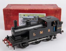 An O gauge kit-built brass and white metal LMS Class 1F 0-6-0T locomotive, 1678, in unlined black