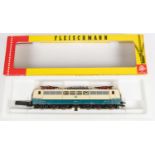 Fleischmann HO Co-Co Electric Locomotive 4381. A D.B. Class 151 in cream and green livery,