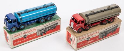2 Dinky Supertoys Foden 14-Ton Tankers (504). An early example with red cab and chassis, silver