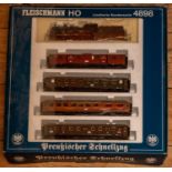 A Fleischmann HO Limited Train Pack 4898. Comprising a DR 4-4-0 tender locomotive, 636 Altona to