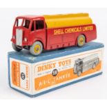 Dinky Toys AEC Monarch Tanker (591). In Shell Chemicals Ltd red and yellow livery, with yellow