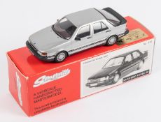 Somerville No.122. SAAB 9000 Turbo 16. In metallic silver with deep maroon interior. Boxed with