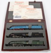 A Hornby Railways OO gauge presentation set. Comprising 3x Class A4 4-6-2 tender locomotives, all as