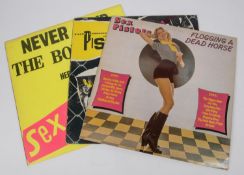 3x Sex Pistols LP record albums. Flogging A Dead Horse. The Original Pistols Live. Never Mind The