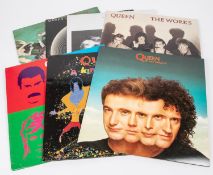 7x Queen LP record albums. Including; News of the World. Jazz (with fold out Bicycle Race poster).