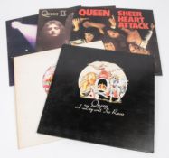 5x Queen LP record albums. Including; Queen. Queen II. Sheer Heart Attack. A Night At The Opera. A