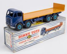 Dinky Toys Foden Flat Truck with Tailboard (903). Example in violet blue with orange flatbed with
