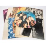 10x Rolling Stones LP record albums, etc. Sticky Fingers (with small real zip). Beggars Banquet.