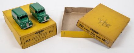 2x Dinky Toys trade boxes. (452/31C) for Six Trojan vans (Chivers). Containing 2x correct vans and