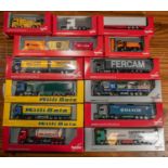 13 Herpa items. 11 various trucks- 4x Mercedes Benz Actros- Fercam, Dachser, KSC and Willi Betz.