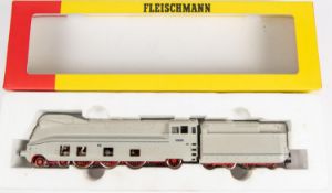 Fleischmann HO Steam Tender Locomotive 4173. A Streamline Class 03 4-6-2, in grey blue lined