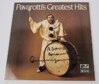Luciano Pavarotti's Greatest Hits signed LP record double album on Decca. Signed to front of cover