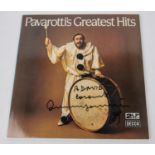 Luciano Pavarotti's Greatest Hits signed LP record double album on Decca. Signed to front of cover