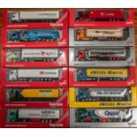 12 Herpa 1:87 Scale Trucks. 5x Mercedes Benz Actros- Oppel, 2x Willi Betz including a tanker.