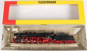 Fleischmann HO Steam Tender Locomotive 4138. A D.B. Class 39 2-8-2 in satin black and red livery, RN