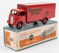 Dinky Supertoys Guy Van (514). In Slumberland red with red wheels, complete with both rear doors.