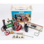 A Mamod live steam Traction Engine (TE1a). Steam Tractor in green with red wheels, etc. Boxed as