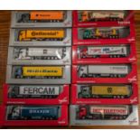 12 Herpa 1:87 Scale Trucks. 5x Mercedes Benz Actros- MSC, Willi Betz, Fercam, Continental and