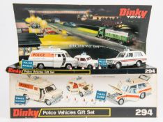 A Dinky Toys Police Vehicles Gift Set (294). Police Mini Cooper (250), Police Patrol Range Rover (